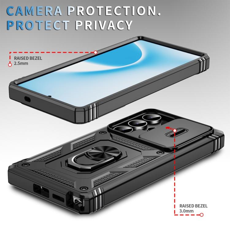 For Samsung Galaxy S25 Ultra 5G Sliding Camshield TPU Hybrid PC Phone Case with Holder(Black) - Galaxy S25 Ultra 5G Cases by PMC Jewellery | Online Shopping South Africa | PMC Jewellery | Buy Now Pay Later Mobicred