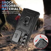 For Samsung Galaxy S25 Ultra 5G Sliding Camshield TPU Hybrid PC Phone Case with Holder(Black)