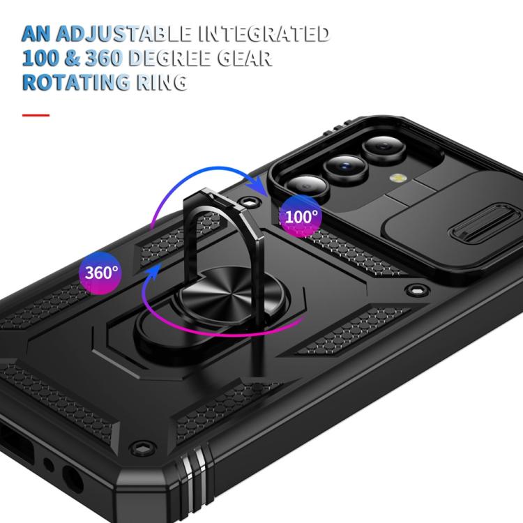 For Samsung Galaxy S25+ 5G Sliding Camshield TPU Hybrid PC Phone Case with Holder(Black) - Galaxy S25+ 5G Cases by PMC Jewellery | Online Shopping South Africa | PMC Jewellery | Buy Now Pay Later Mobicred