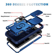For Samsung Galaxy S25 5G Sliding Camshield TPU Hybrid PC Phone Case with Holder(Navy Blue)