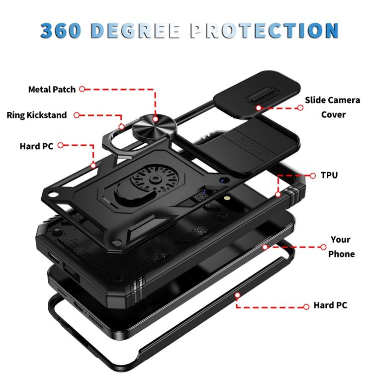 For Samsung Galaxy S25 5G Sliding Camshield TPU Hybrid PC Phone Case with Holder(Black)