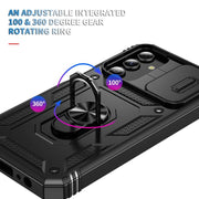 For Samsung Galaxy S25 5G Sliding Camshield TPU Hybrid PC Phone Case with Holder(Black)
