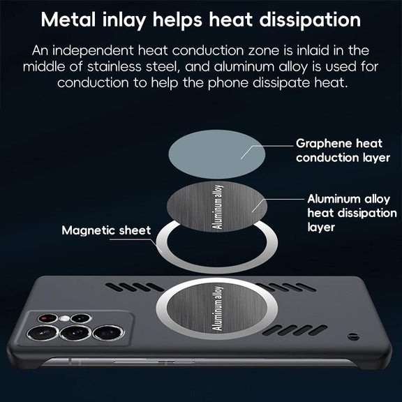 For Samsung Galaxy S25 Ultra 5G All-inclusive Lens Frameless Graphene Cooling Phone Case(Black)