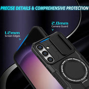 For Samsung Galaxy S25 5G Sliding Camshield MagSafe Holder TPU Hybrid PC Phone Case(Black)