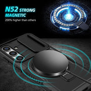 For Samsung Galaxy S25 5G Sliding Camshield MagSafe Holder TPU Hybrid PC Phone Case(Black)