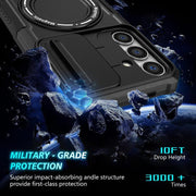 For Samsung Galaxy S25 5G Sliding Camshield MagSafe Holder TPU Hybrid PC Phone Case(Black)