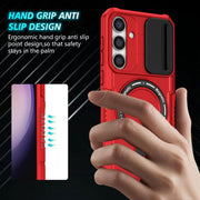 For Samsung Galaxy S25 5G Sliding Camshield MagSafe Holder TPU Hybrid PC Phone Case(Red)