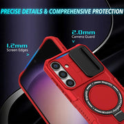 For Samsung Galaxy S25 5G Sliding Camshield MagSafe Holder TPU Hybrid PC Phone Case(Red)