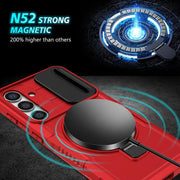 For Samsung Galaxy S25 5G Sliding Camshield MagSafe Holder TPU Hybrid PC Phone Case(Red)