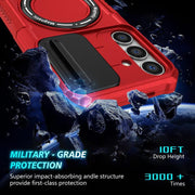 For Samsung Galaxy S25 5G Sliding Camshield MagSafe Holder TPU Hybrid PC Phone Case(Red)