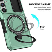 For Samsung Galaxy S25 5G Sliding Camshield MagSafe Holder TPU Hybrid PC Phone Case(Light Blue)