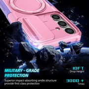 For Samsung Galaxy S25+ 5G Sliding Camshield MagSafe Holder TPU Hybrid PC Phone Case(Purple Pink)