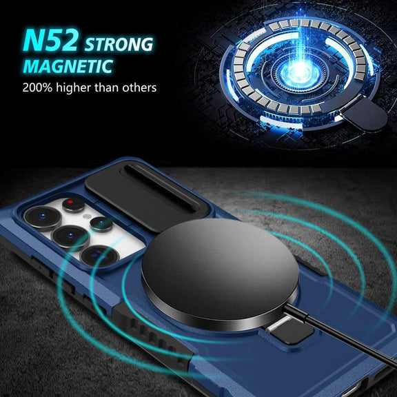 For Samsung Galaxy S25 Ultra 5G Sliding Camshield MagSafe Holder TPU Hybrid PC Phone Case(Royal Blue)