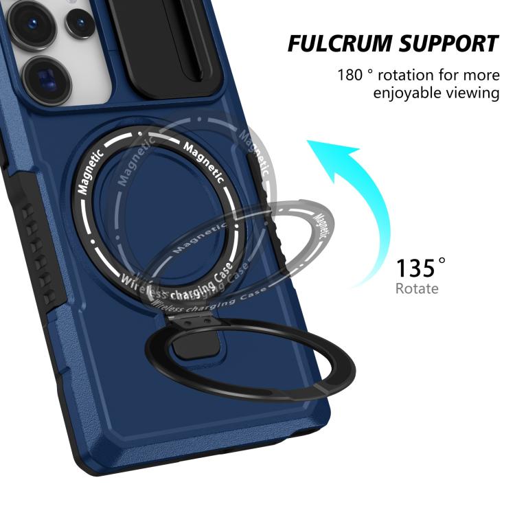 For Samsung Galaxy S25 Ultra 5G Sliding Camshield MagSafe Holder TPU Hybrid PC Phone Case(Royal Blue) - Galaxy S25 Ultra 5G Cases by PMC TechLife | Online Shopping South Africa | PMC TechLife | Buy Now Pay Later Mobicred