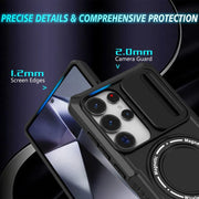 For Samsung Galaxy S25 Ultra 5G Sliding Camshield MagSafe Holder TPU Hybrid PC Phone Case(Black)