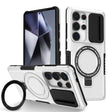 For Samsung Galaxy S25 Ultra 5G Sliding Camshield MagSafe Holder TPU Hybrid PC Phone Case(Black White) - free shipping - PMC TechLife - Order now!
