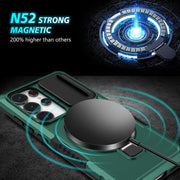 For Samsung Galaxy S25 Ultra 5G Sliding Camshield MagSafe Holder TPU Hybrid PC Phone Case(Deep Green)
