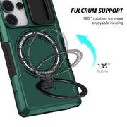 For Samsung Galaxy S25 Ultra 5G Sliding Camshield MagSafe Holder TPU Hybrid PC Phone Case(Deep Green)