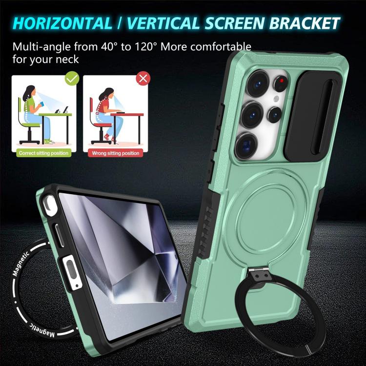 For Samsung Galaxy S25 Ultra 5G Sliding Camshield MagSafe Holder TPU Hybrid PC Phone Case(Light Blue) - Galaxy S25 Ultra 5G Cases by PMC TechLife | Online Shopping South Africa | PMC TechLife | Buy Now Pay Later Mobicred