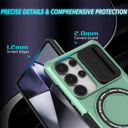 For Samsung Galaxy S25 Ultra 5G Sliding Camshield MagSafe Holder TPU Hybrid PC Phone Case(Light Blue)