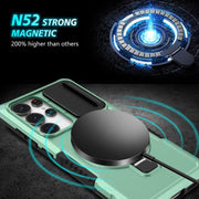 For Samsung Galaxy S25 Ultra 5G Sliding Camshield MagSafe Holder TPU Hybrid PC Phone Case(Light Blue)