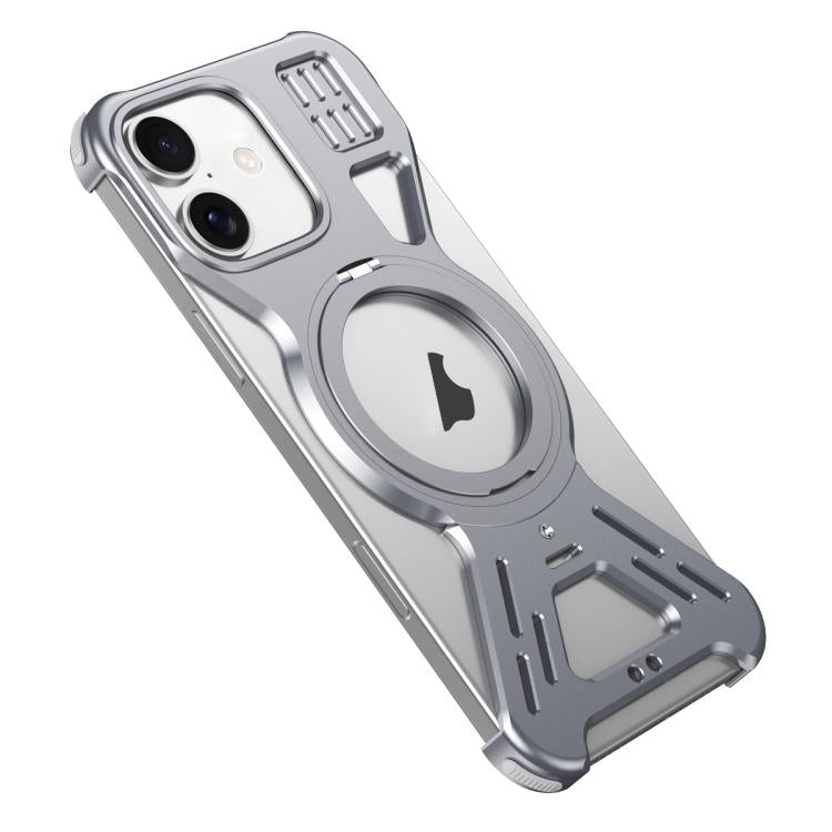 For iPhone 16 Armor 360 Holder Frameless Alloy MagSafe Phone Case(Space Gray) - iPhone 16 Cases by PMc TechLife | Online Shopping South Africa | PMc TechLife | Buy Now Pay Later Mobicred