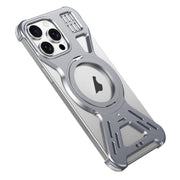 For iPhone 15 Pro Max Armor 360 Holder Frameless Alloy MagSafe Phone Case(Space Gray)