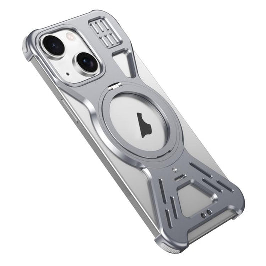 For iPhone 15 Armor 360 Holder Frameless Alloy MagSafe Phone Case(Space Gray) - iPhone 15 Cases by PMC Jewellery | Online Shopping South Africa | PMC Jewellery | Buy Now Pay Later Mobicred