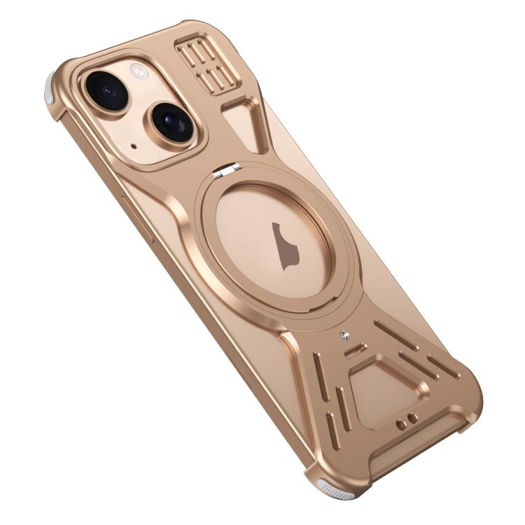 For iPhone 15 Armor 360 Holder Frameless Alloy MagSafe Phone Case(Desert Gold) - iPhone 15 Cases by PMc TechLife | Online Shopping South Africa | PMc TechLife | Buy Now Pay Later Mobicred