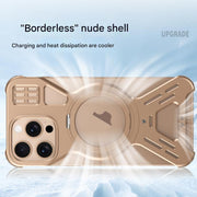 For iPhone 15 Pro Armor 360 Holder Frameless Alloy MagSafe Phone Case(Space Gray)