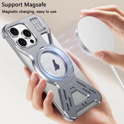 For iPhone 16 Armor 360 Holder Frameless Alloy MagSafe Phone Case(Black) - iPhone 16 Cases by PMC Jewellery | Online Shopping South Africa | PMC Jewellery | Buy Now Pay Later Mobicred