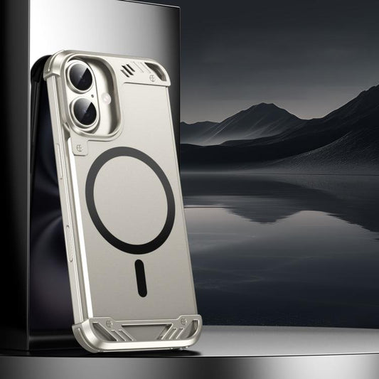 For iPhone 16 R-JUST RJ63 Frameless Aroma Mecha MagSafe Phone Case(Titanium) - free shipping - PMC Jewellery - Order now!
