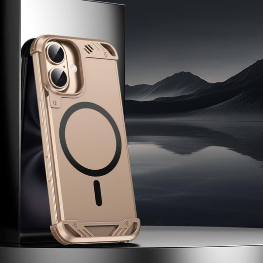 For iPhone 16 Plus R-JUST RJ63 Frameless Aroma Mecha MagSafe Phone Case(Desert Gold) - free shipping - PMC Jewellery - Order now!