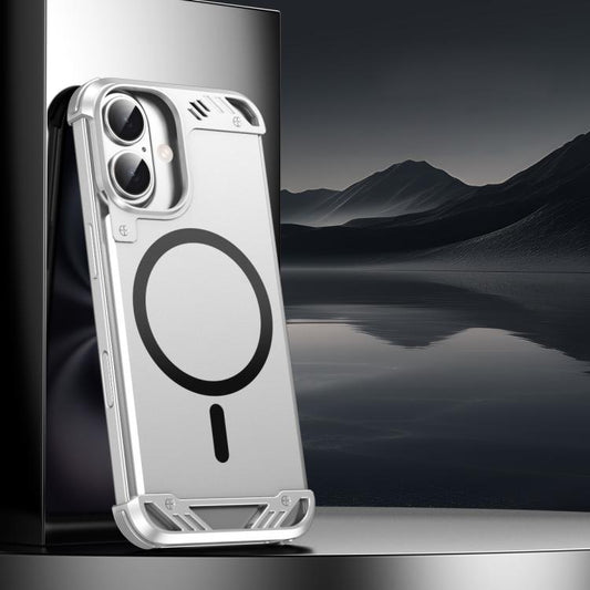 For iPhone 16 Plus R-JUST RJ63 Frameless Aroma Mecha MagSafe Phone Case(Silver) - free shipping - PMC Jewellery - Order now!