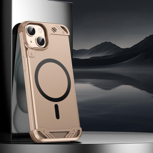 For iPhone 15 R-JUST RJ63 Frameless Aroma Mecha MagSafe Phone Case(Desert Gold) - free shipping - PMC Jewellery - Order now!