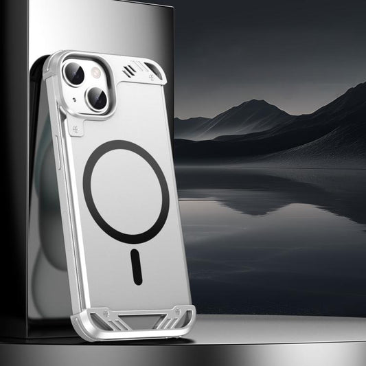 For iPhone 15 R-JUST RJ63 Frameless Aroma Mecha MagSafe Phone Case(Silver) - free shipping - PMC Jewellery - Order now!