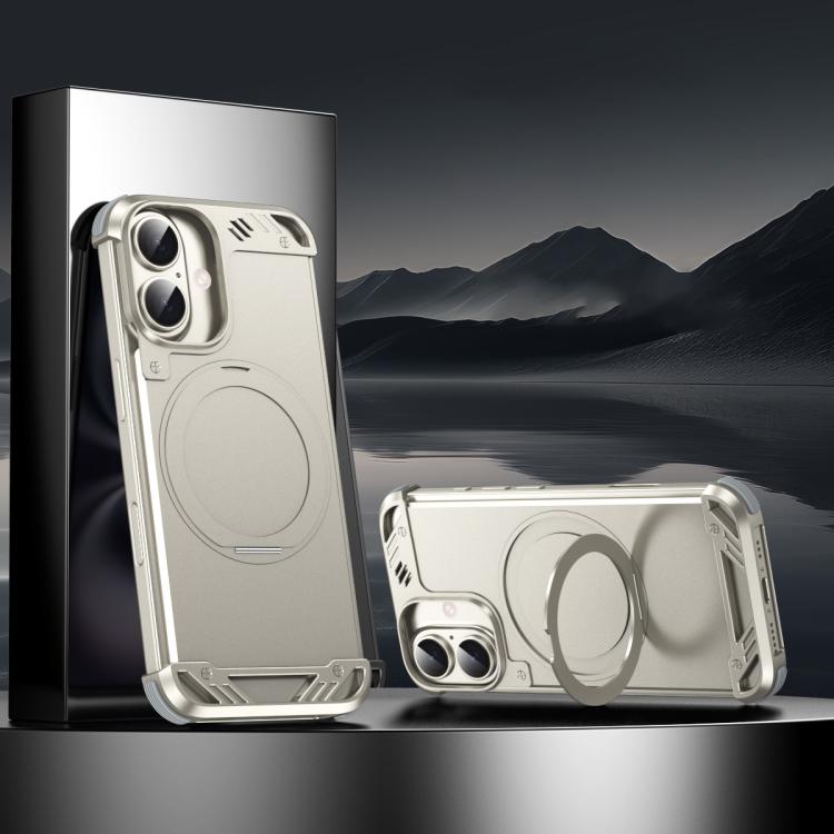 For iPhone 16 Plus R-JUST RJ63-1 Frameless Aroma Mecha MagSafe Holder Phone Case(Titanium) - free shipping - PMC Jewellery - Order now!