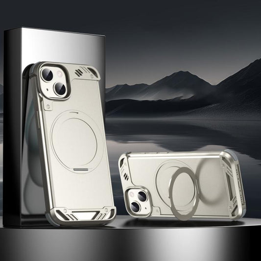For iPhone 15 R-JUST RJ63-1 Frameless Aroma Mecha MagSafe Holder Phone Case(Titanium) - free shipping - PMC Jewellery - Order now!