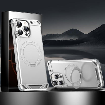 For iPhone 13 Pro Max R-JUST RJ63-1 Frameless Aroma Mecha MagSafe Holder Phone Case(Silver) - free shipping - PMC Jewellery - Order now!