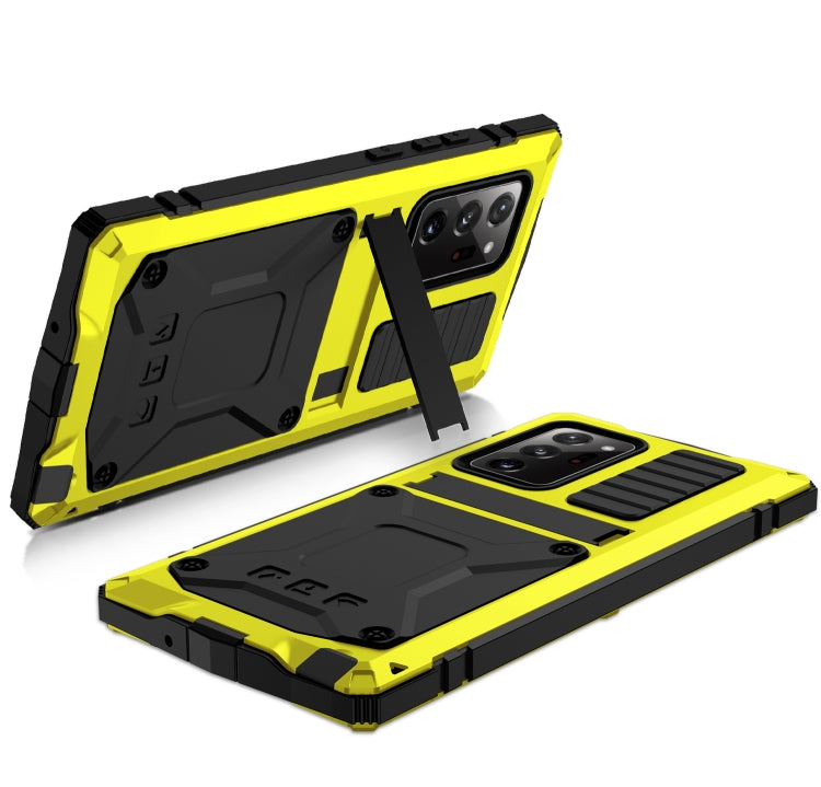 For Samsung Galaxy Note 20 Ultra R-JUST Shockproof Waterproof Dust-proof Metal + Silicone Protective Case with Holder(Yellow) - Galaxy Note20 Cases by R-JUST | Online Shopping South Africa | PMC TechLife