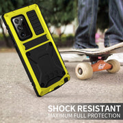 For Samsung Galaxy Note 20 Ultra R-JUST Shockproof Water-resistant Dust-proof Metal + Silicone Protective Case with Holder(Yellow)
