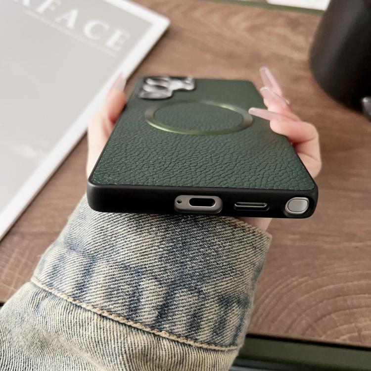 For Samsung Galaxy S25 Ultra 5G CD Magsafe Magnetic Litchi Texture Phone Case(Green)