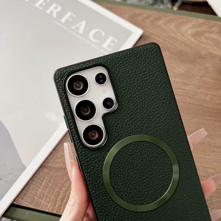 For Samsung Galaxy S25 Ultra 5G CD Magsafe Magnetic Litchi Texture Phone Case(Blue) - Galaxy S25 Ultra 5G Cases by PMC TechLife | Online Shopping South Africa | PMC TechLife | Buy Now Pay Later Mobicred