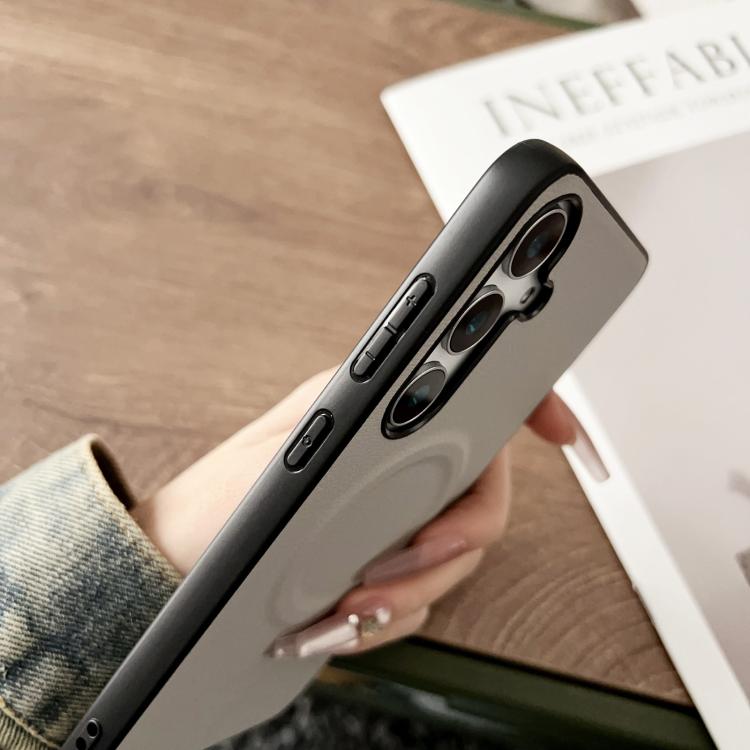 For Samsung Galaxy S25 5G Magsafe Magnetic Plain Leather Phone Case(Dark Green) - Galaxy S25 5G Cases by PMC TechLife | Online Shopping South Africa | PMC TechLife | Buy Now Pay Later Mobicred