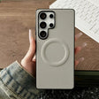 For Samsung Galaxy S25 Ultra 5G Magsafe Magnetic Plain Leather Phone Case(White) - free shipping - PMC TechLife - Order now!