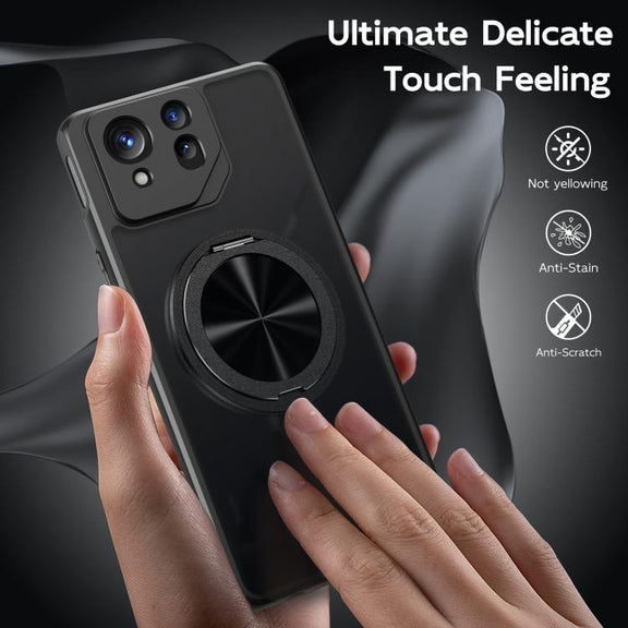 For Asus ROG Phone 8 Pro Rotating Ring Holder TPU Hybrid PC Phone Case(Matte Black)