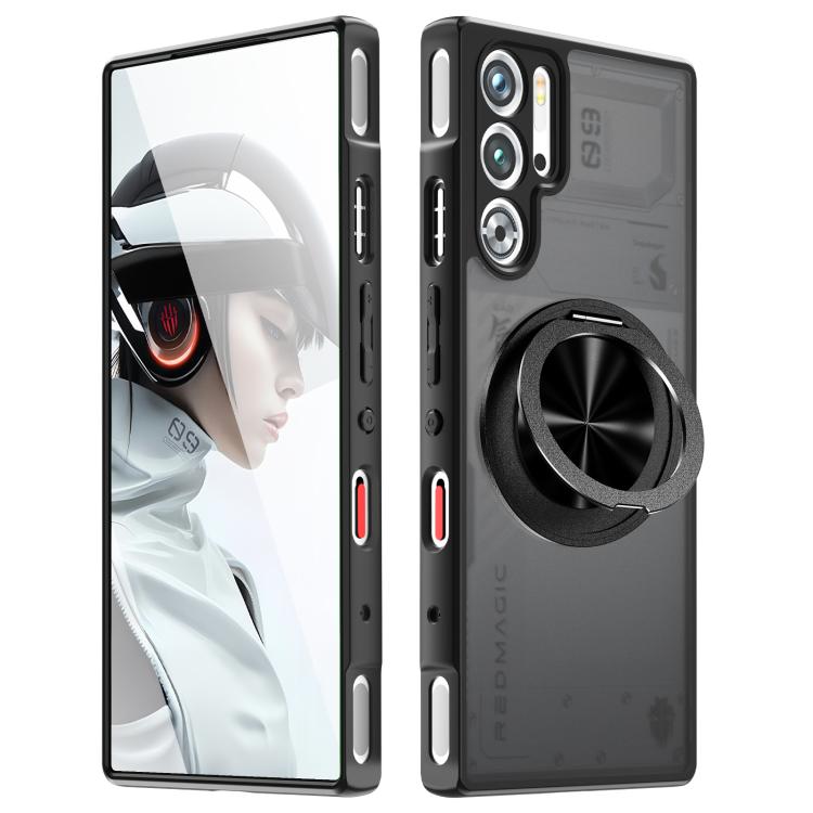 For ZTE nubia Red Magic 9 Pro+ Rotating Ring Holder TPU Hybrid PC Phone Case(Matte Black) - ZTE Cases by PMC TechLife | Online Shopping South Africa | PMC TechLife | Buy Now Pay Later Mobicred