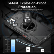 For ZTE nubia Red Magic 9 Pro+ Rotating Ring Holder TPU Hybrid PC Phone Case(Matte Black)