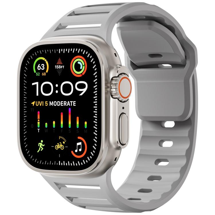 For Apple Watch 46mm / 49mm / 45mm / 44mm Single Nail Dual-Color Multi-hole Silicone Watch Band(Grey) - free shipping - PMc TechLife - Order now!
