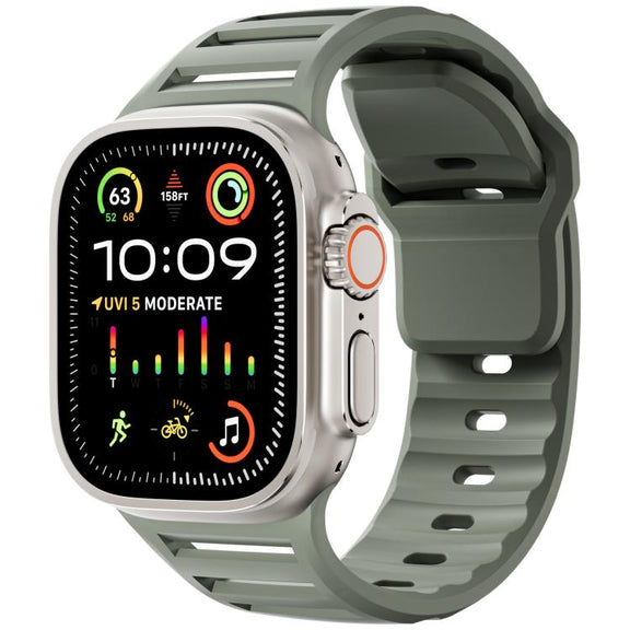 For Apple Watch 46mm / 49mm / 45mm / 44mm Single Nail Dual-Color Multi-hole Silicone Watch Band(Rock Blue)